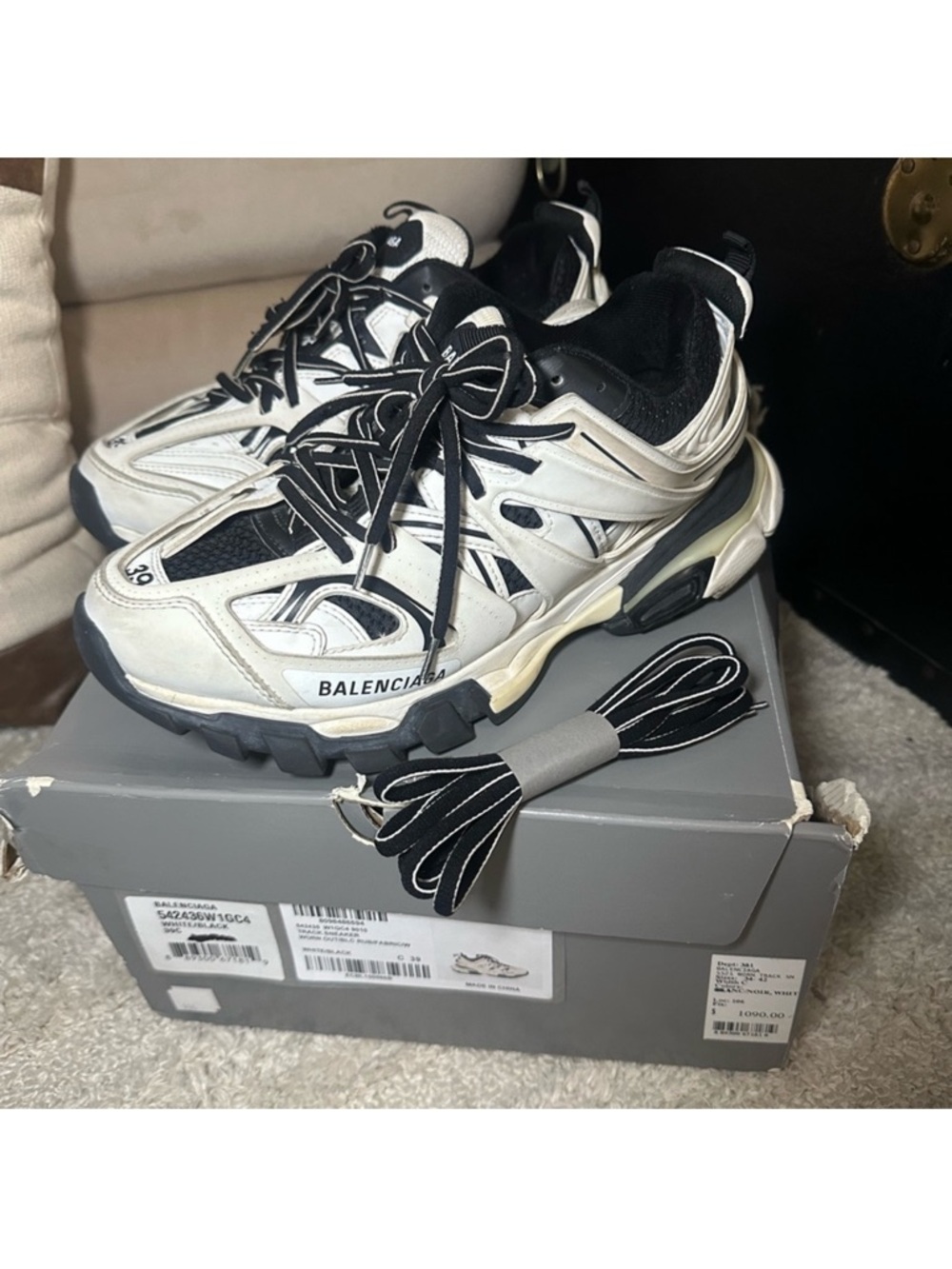 Balenciaga Track Runner Sneaker in White and Black